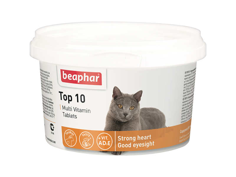 Beaphar Мультивитамины для кошек (Top 10 for cat), 180 шт. - Фото