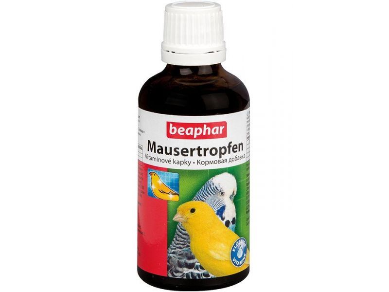 Beaphar Витамины для птиц в период линьки (Mausertropfen), 50 мл  - Фото