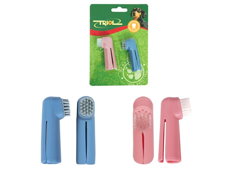 Triol Набор зубных щеток-напальчников, для собак, 2 шт., 6 см - Фото