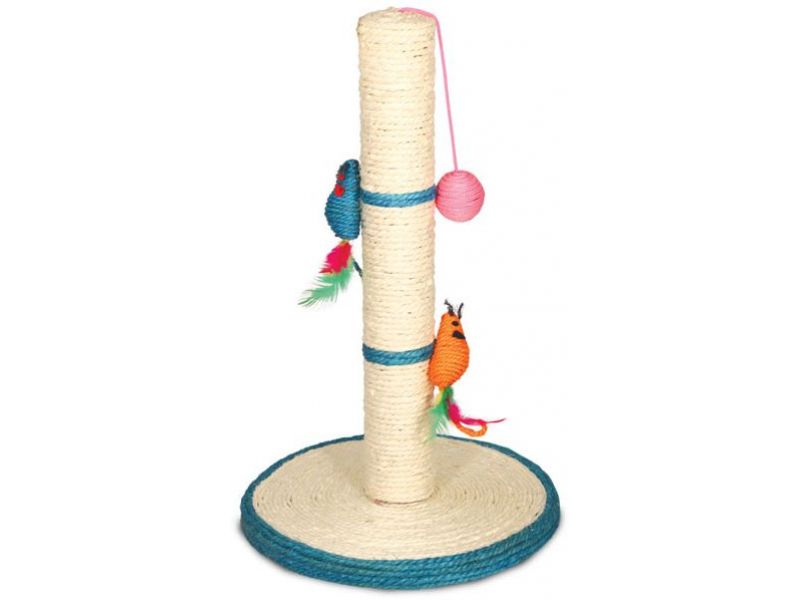Triol Когтеточка-столбик с двумя мышками, для кошек (NT485), сизаль, d30*50 см - Фото