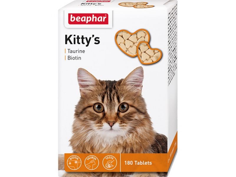 Beaphar Витамины с таурином и биотином, сердечки, для кошек (Kitty's Taurine + Biotin) - Фото