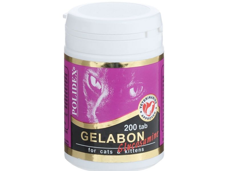 POLIDEX Витаминный комплекс "Gelabon Glucosamine" (Гелабон Глюкозамин - профилактика и лечение заболеваний суставов), для кошек, 200 шт.  - Фото