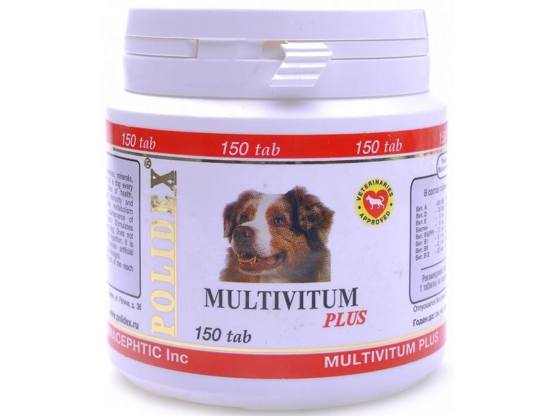 POLIDEX Витаминно-минеральный комплекс "Multivitum Plus" (Мультивитум плюс - общеукрепляющий),  для собак - Фото