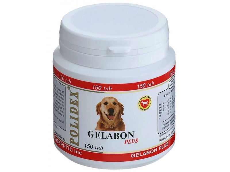 POLIDEX Витаминно-минеральный комплекс "Gelabon Plus" (Гелабон плюс - профилактика заболеваний хрящевых поверхностей), для собак - Фото