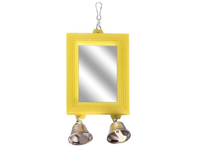 Triol Игрушка "Зеркало с двумя колокольчиками" для птиц, 17,5*8 см - Фото