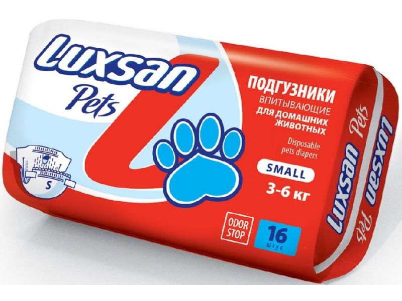 LUXSAN Premium Подгузники для животных весом 3-6 кг (Small), 16 шт  - Фото