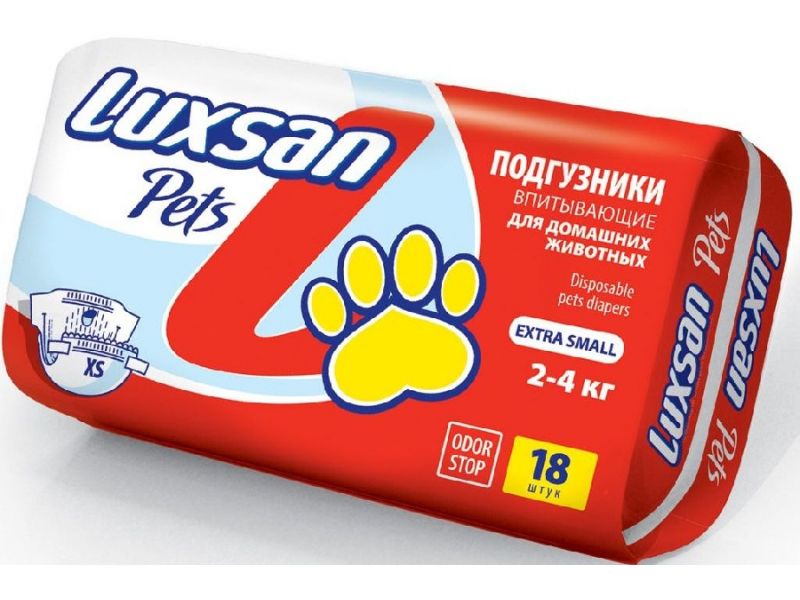 LUXSAN Premium Подгузники для животных весом 2-4 кг (XSmall), 18 шт  - Фото
