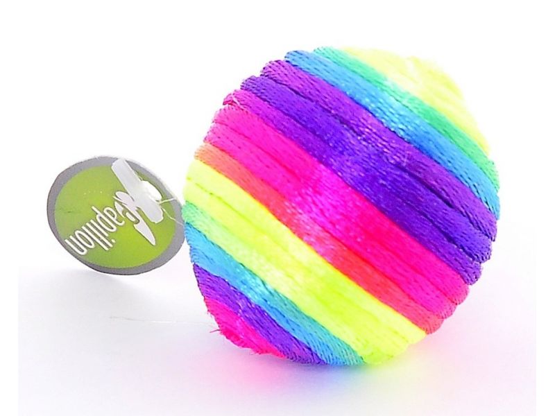 Papillon Игрушка "Радужный мячик" с погремушкой, для животных, текстиль, 3,5 см  - Фото