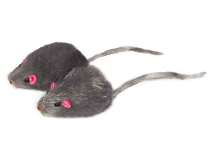 Triol Игрушка "Мышка серая", для кошек, натуральный мех, 5 см, 1 шт.    - Фото