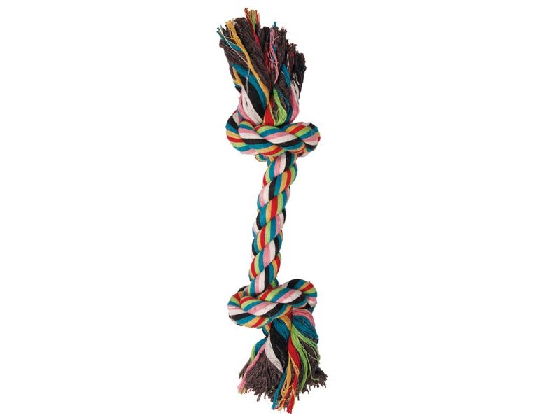 Triol Веревка цветная с двумя узлами для собак, хлопок, 24 см - Фото