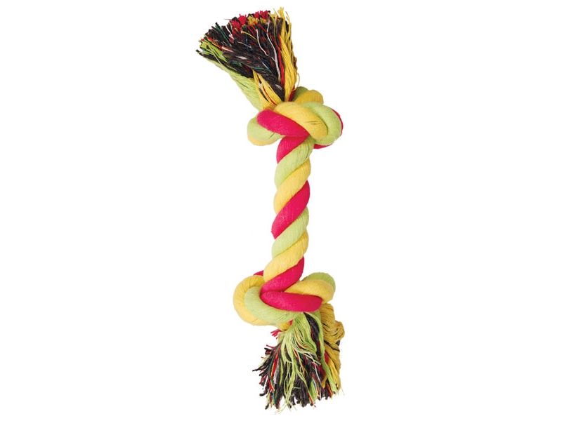 Triol Веревка цветная с двумя узлами для собак, хлопок, 15 см - Фото