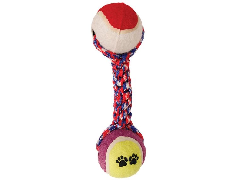 Triol Веревка цветная с двумя мячами, хлопок, 20 см - Фото