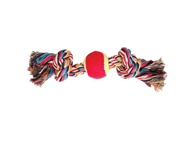 Triol Верёвка цветная "Два узла" с мячом, 20 см - Фото