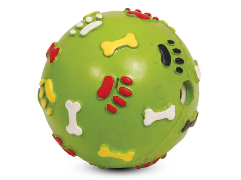 Triol "Мяч c лапками и косточками со звуком" для собак, резина, 8,5 см - Фото