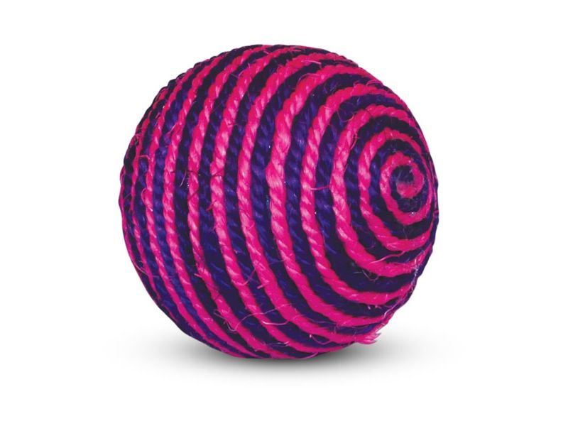 Triol Шарик сизалевый для кошек, розово-фиолетовый, 9,5 см - Фото