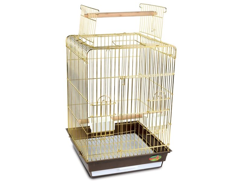 Triol Клетка с открывающимся верхом, для птиц, золотая решетка, 47,5*47,5*86 см   - Фото
