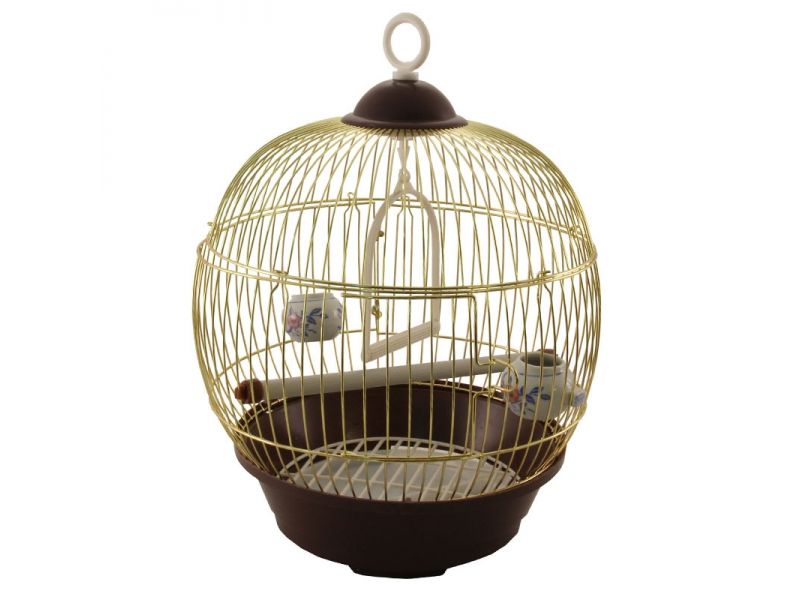 Triol Клетка круглая для птиц, золотая решетка, 23*36,5 см    - Фото