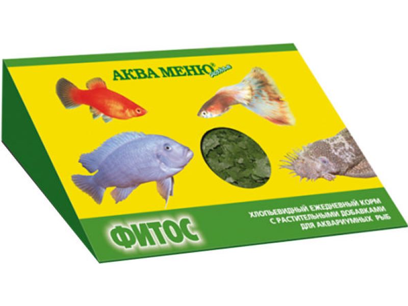 Аква Меню Корм "Фитос" для цихлид, живородящих рыб и сомов - хлопья - Фото