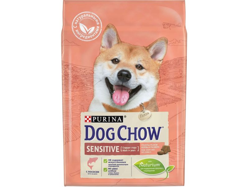 Dog Chow Сухой корм с лососем и рисом для собак с ЧУВСТВИТЕЛЬНЫМ ПИЩЕВАРЕНИЕМ (Sensitive) - Фото