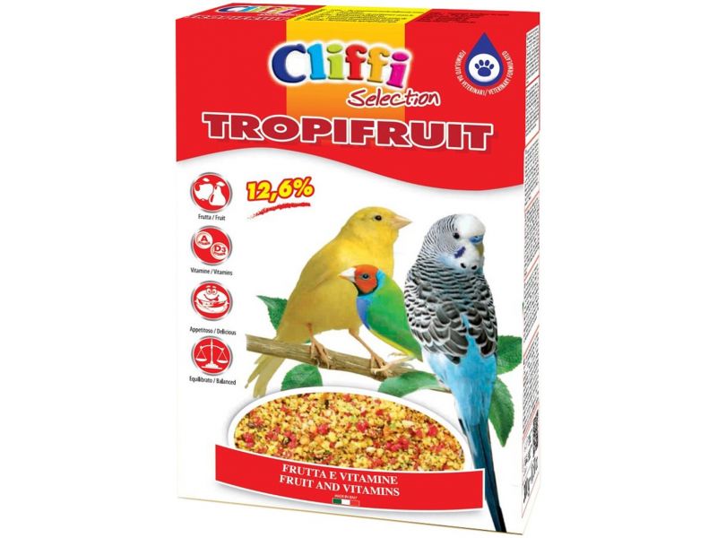 Cliffi Яичный корм (подкормка) с фруктами для всех Зерноядных птиц (Tropifruit), 300 гр  - Фото