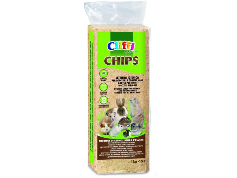 Cliffi Опилки для грызунов и рептилий (Chips), 14 л, 1 кг - Фото