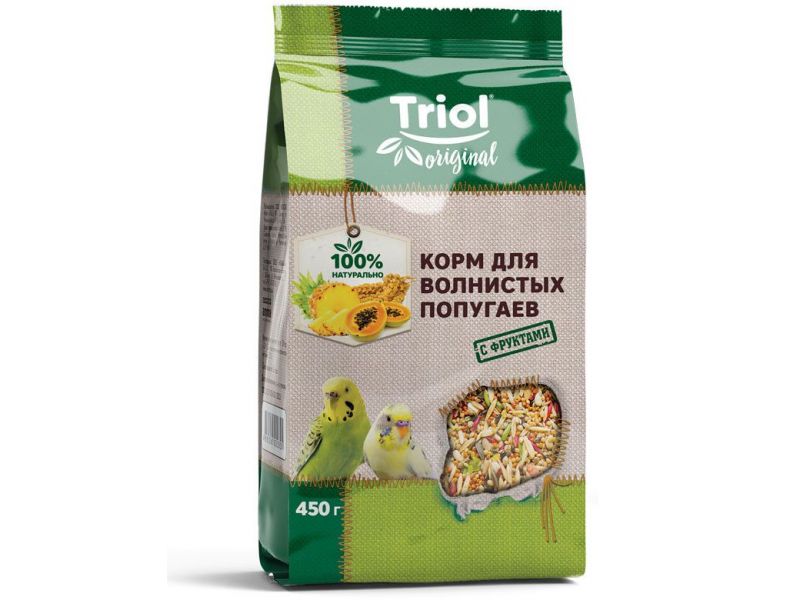 Triol Original Сухой корм с ФРУКТАМИ для волнистых попугаев, 450 гр - Фото