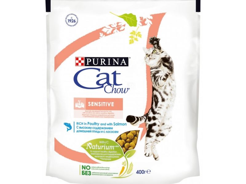 Cat Chow Сухой корм для ЧУВСТВИТЕЛЬНОГО ПИЩЕВАРЕНИЯ с лососем и рисом (Adult Sensitive), для кошек - Фото