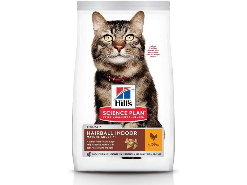 Hill's Science Plan Сухой корм с ИНДЕЙКОЙ и КУРИЦЕЙ для пожилых кошек - ВЫВОД ШЕРСТИ (Mature Hairball), 1,5 кг - Фото
