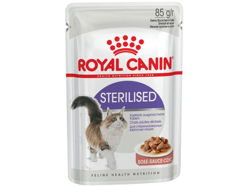 Royal Canin Паучи в СОУСЕ для СТЕРИЛИЗОВАННЫХ кошек 1-7 лет (Sterilized), 85 гр  - Фото