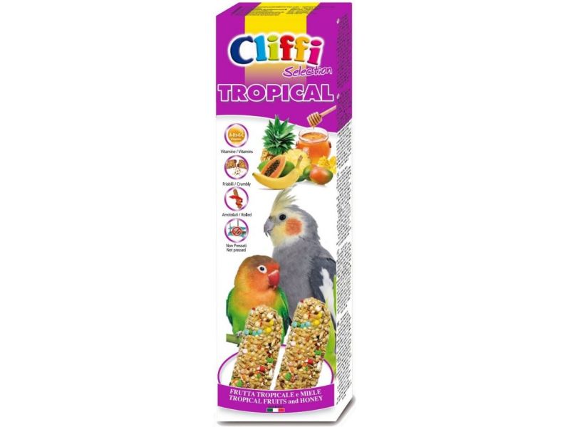 Cliffi Лакомство "Палочки с фруктами и медом" для длиннохвостых попугаев, 150 гр - Фото