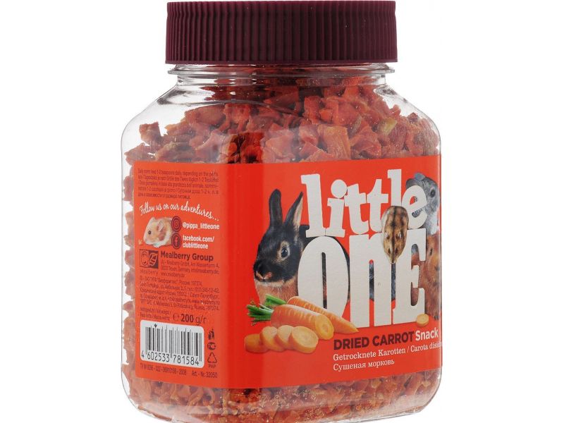Little One Лакомство "Сушеная морковь" для всех грызунов, 200 гр - Фото