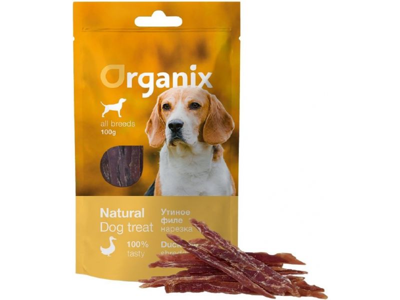 Organix Лакомство "Нарезка из утиного филе" для собак (100% мясо), 100 гр - Фото