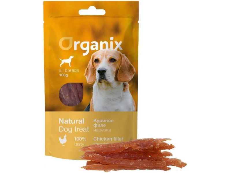 Organix Лакомство "Нарезка из куриного филе" для собак (100% мясо), 100 гр - Фото