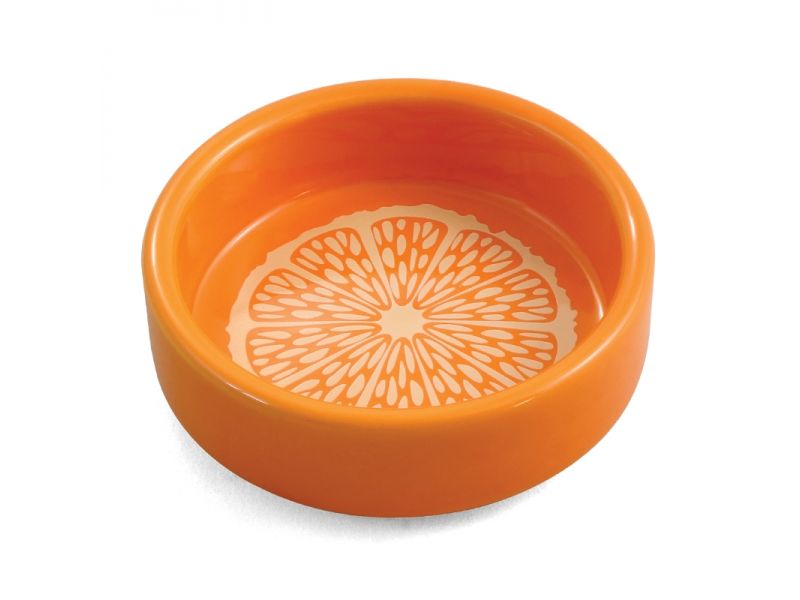 Triol Миска керамическая "Апельсин" для животных (CB01), диаметр 8,5 см, 100 мл   - Фото