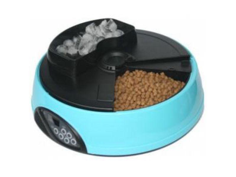 Автокормушка Feedex для кошек и собак с ЖК дисплеем и емкостью для льда (голубая) PF1B, 4 кормления   - Фото