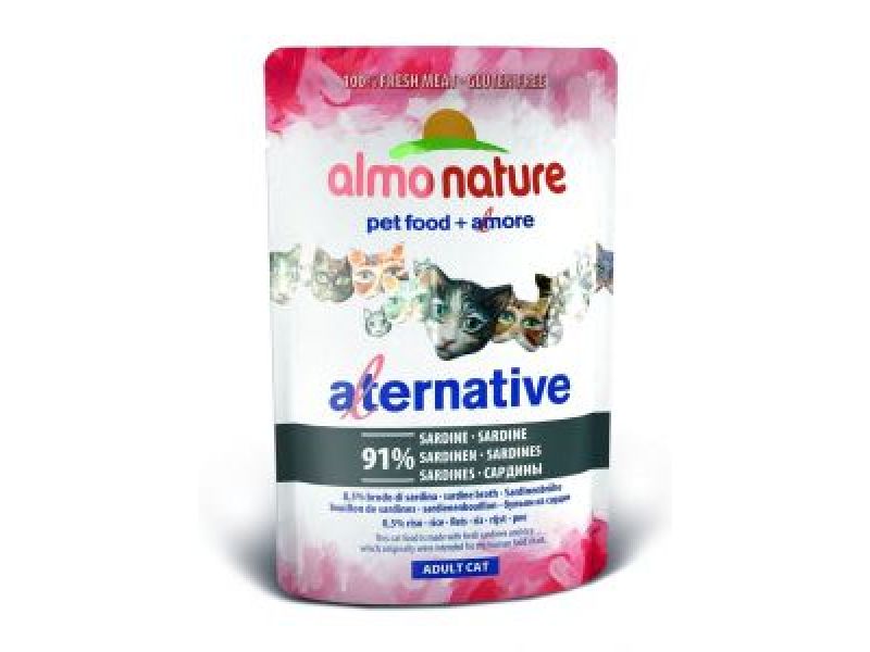 Almo Nature Alternative Паучи "Сардины" для кошек, 91% мяса (Sardines Alternative), 55 гр - Фото