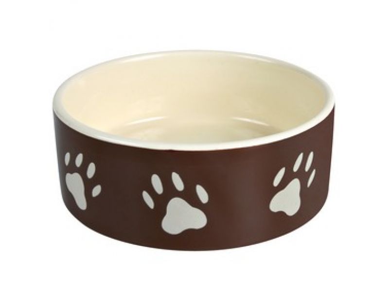 Trixie Миска керамическая для собак, бежево-коричневая "Лапка" (24531/24532/24533) - Фото