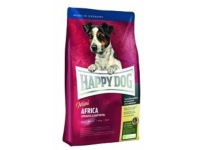 Сухой корм Happy Dog Supreme "Африка" - БЕЗЗЕРНОВОЙ с мясом СТРАУСА для ЧУВСТВИТЕЛЬНЫХ собак МАЛЫХ пород (Mini  Africa), 4 кг - Фото