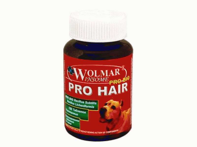 WOLMAR Pro Bio HAIR Полифункциональный комплекс для улучшения состояния КОЖИ и ШЕРСТИ у щенков и собак, 180 таб.  - Фото