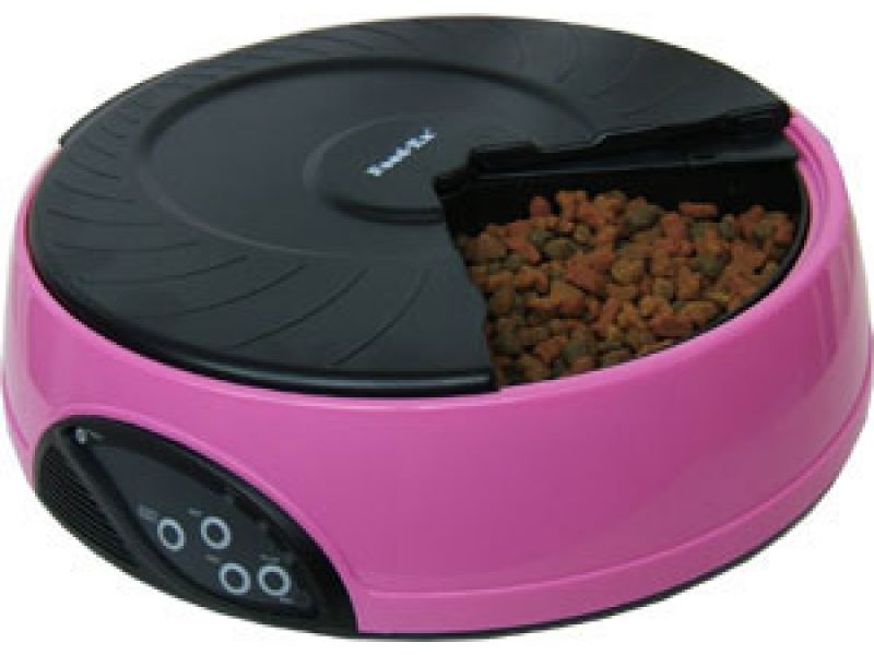 Автокормушка Feedex для кошек и собак с ЖК дисплеем (розовая) PF2P, 4 кормления - Фото