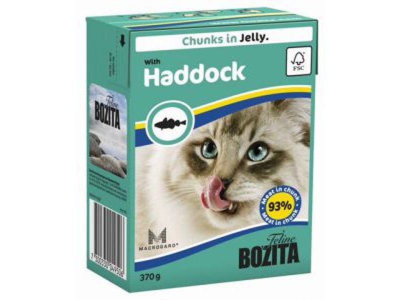 Bozita Feline Кусочки в ЖЕЛЕ с МОРСКОЙ РЫБОЙ (with Haddock), для кошек, 370 гр   - Фото