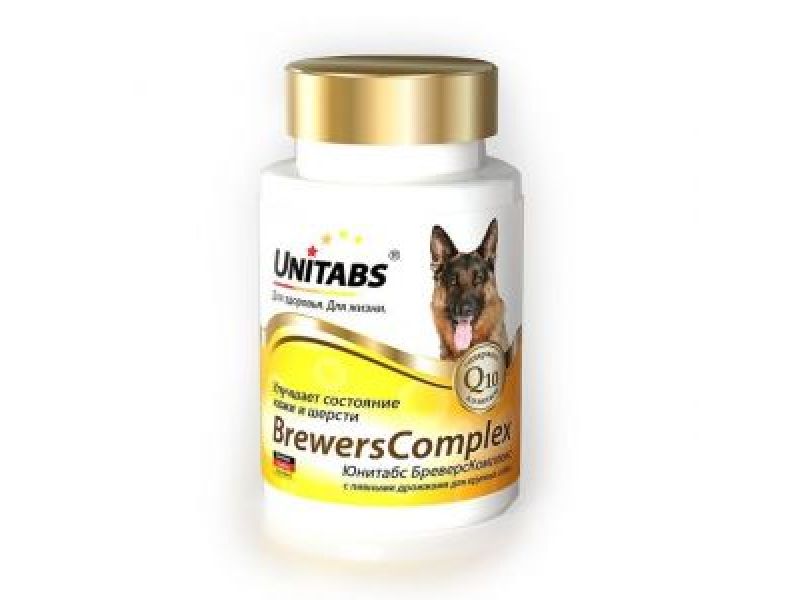 Unitabs Витамины с пивными дрожжами для собак КРУПНЫХ пород (BrewersComplex), 100 шт. - Фото