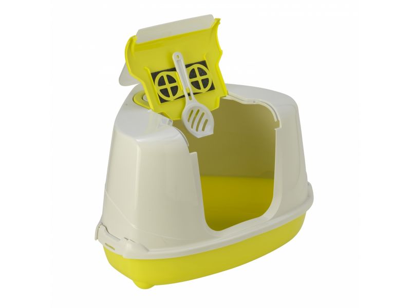 Moderna Туалет закрытый Flip угловой, с угольным фильтром, лимонно-желтый, 45*45*38 см   - Фото