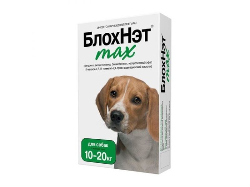 Астрафарм Блохнэт Капли от блох и клещей для собак весом 10 - 20 кг, 1 пипетка, 2 мл  - Фото